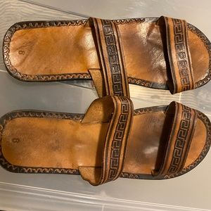 Leather slides